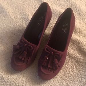 Coach purple wedge heels with tassels